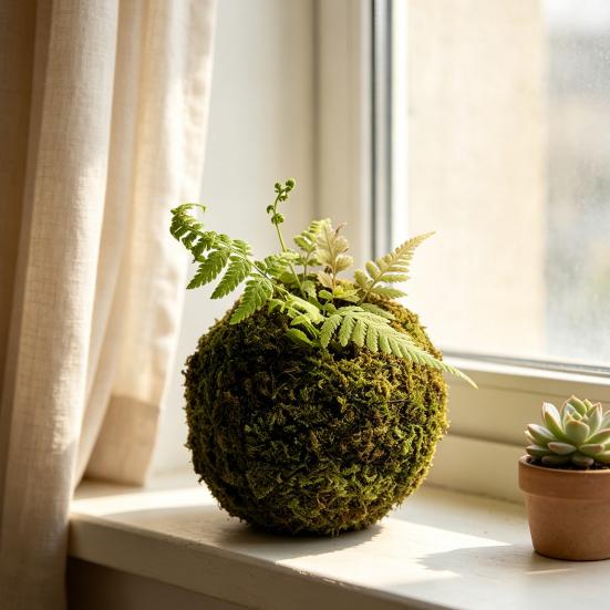 Mosbold Blomsterpotte, Naturlig Grøn Bonsai Planteholder, Dekorativ Mosbold Planteholder til Hjem, Have, Bryllupsfest Dekoration