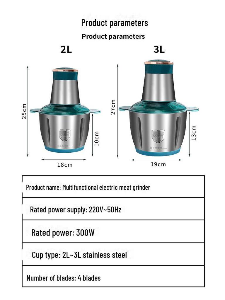 Multi-Function Electric Stainless Steel Meat Grinder and Food Processor for Home Use