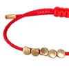 2Pcs Tibetan Copper Beads Bracelet Adjustable Handmade Buddhist Lucky Knot Red+Black Cord Bracelet for Women Men