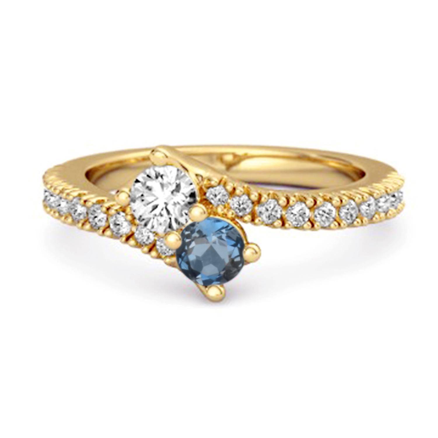 London Blue Topaz Bypass Ring - 925 Sterling Silver Gold Vermeil 11.5