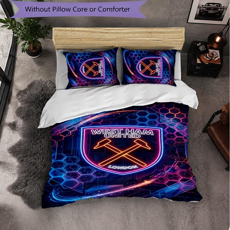 West Ham United Calcio Set Biancheria da Letto 3 Pezzi Morbido Set Copripiumino con Federe Set Decorazione Camera da Letto per la Casa