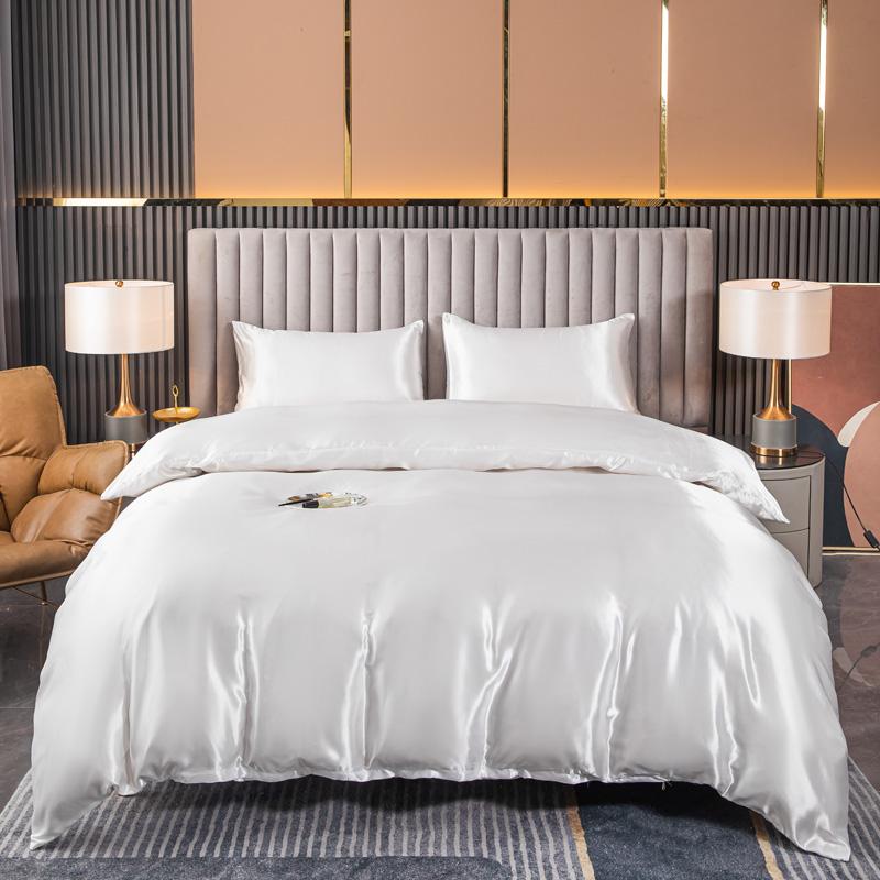 Kuup Satin Surface Duvet Cover Colored Bedding Set QUEEN KING Size Quilt Cover High Quality Skin Friendly Fabric Bedding Cover