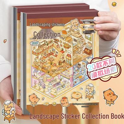 3D Miniature House Landscape Sticker Book for DIY Crafts