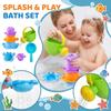 Watering Can and Stacking Cups Bath Toy Set 5 Pieces for Kids Durable Plastic Water Play Set for Indoor and Outdoor Use
