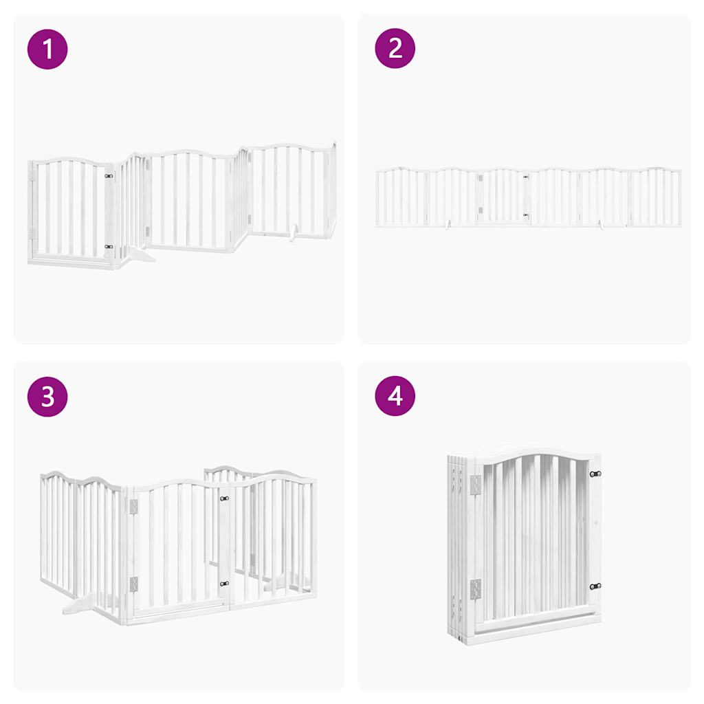 6 Piece Foldable White Dog Gate 300 cm Poplar Wood