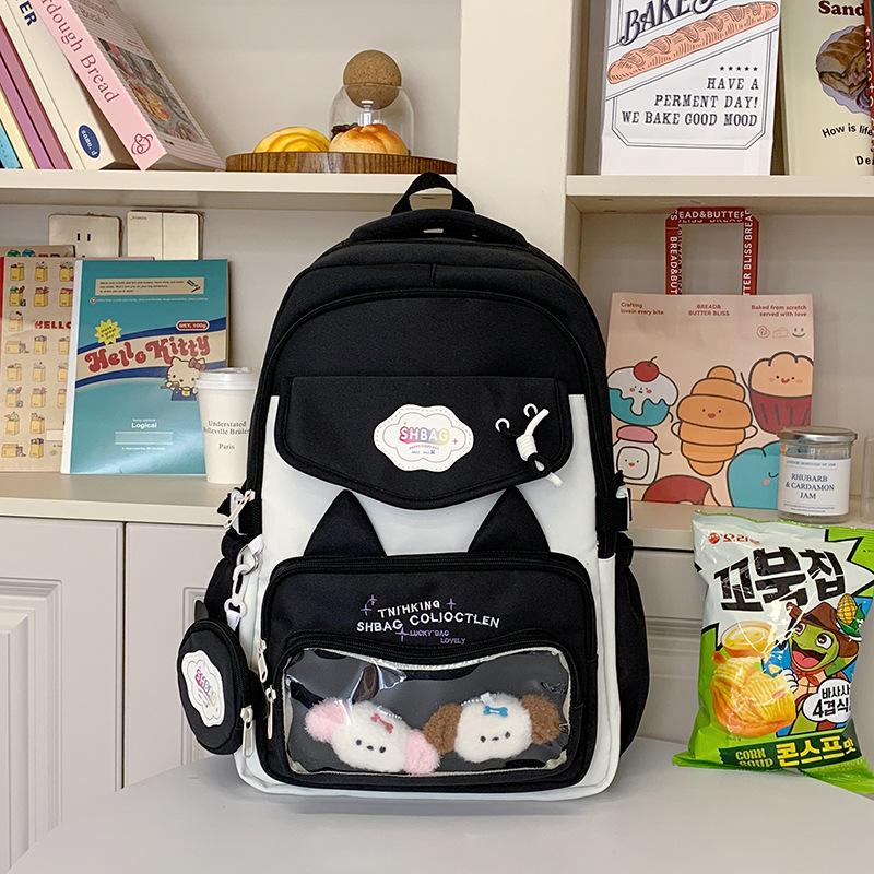 School Bag 2025 New Ins Cute College Style Versatile High Value Large Capacity Multi-compartment School Bag Sweet Backpack