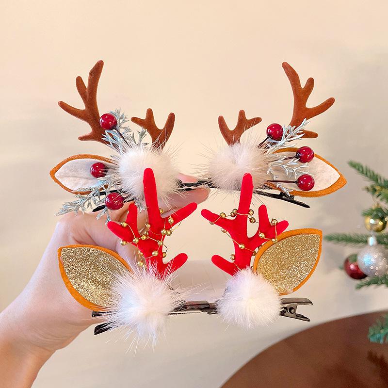 Christmas Antler Hair Clips for Girls - Holiday Party Hair Accessories for Children