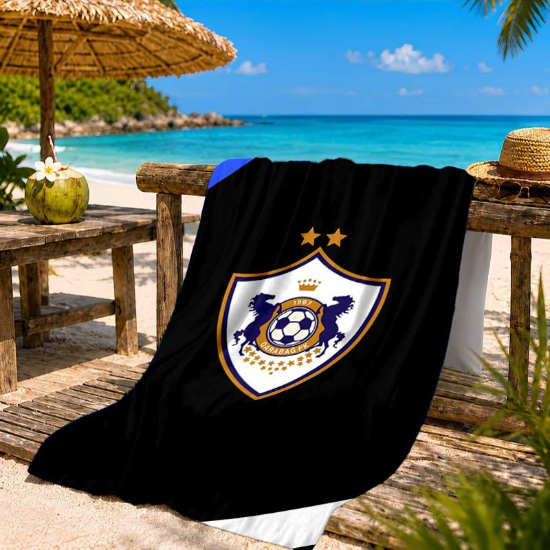 Qarabag Soccer Team Crest Design Beach Towel, Quick-drying, Easy to Care for, Suitable for Both Fitness and Beach Vacations,Sports Essential