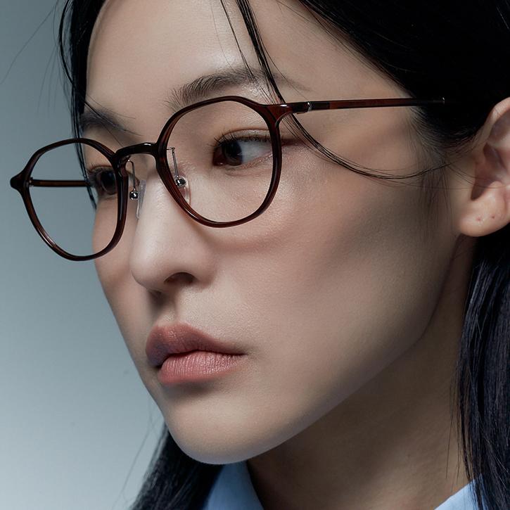 Alloaiweeo [Air Flex] Al6402 1616G Airflex Ultra-Lightweight_Brown Hexagon Frame_Blue Light Lens Selection
