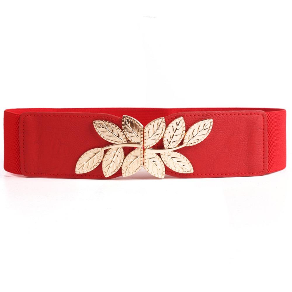 Creative Metal Buckle Women Elastic Band Waist Defining Comfortable Stretch Waistband Solid Color Dress Belt Jeans