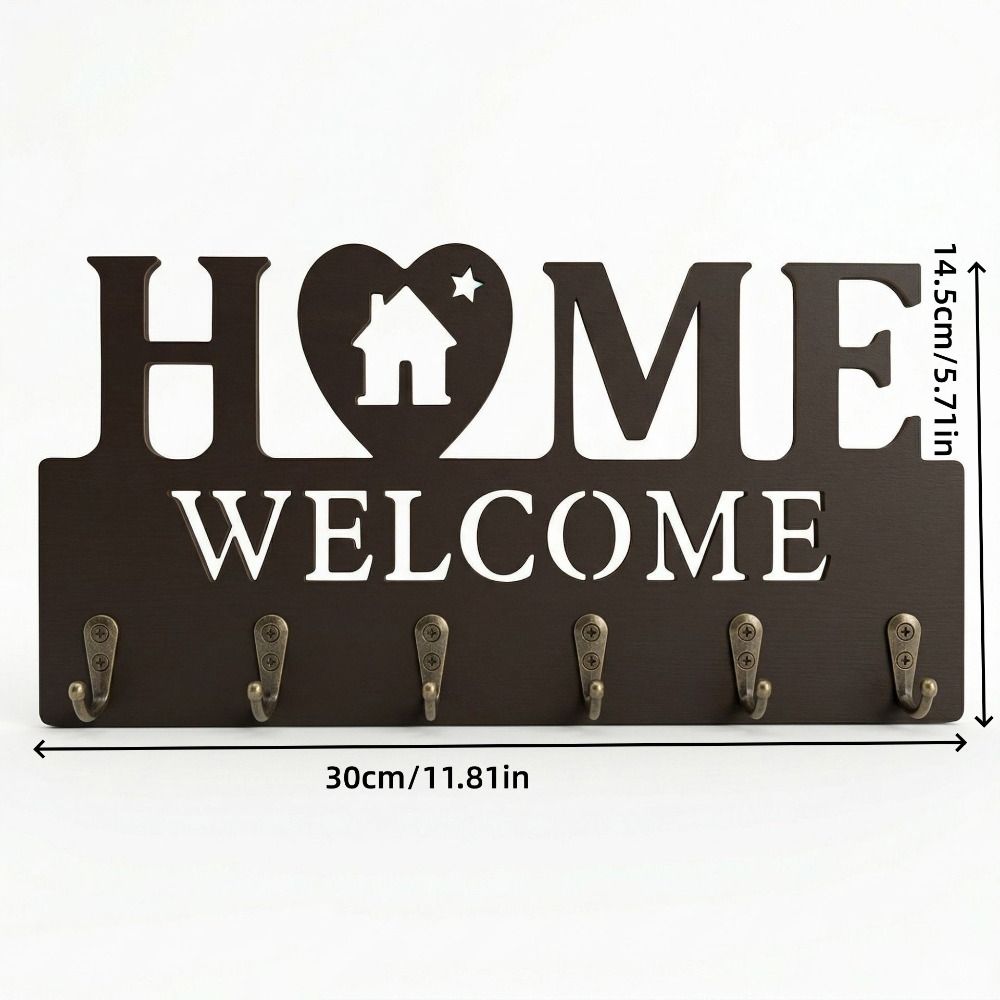 6 Hooks Wall Mount Key Rack Nordic Style Wall Decorative Hook Key Storage Holder Housewarming Gift