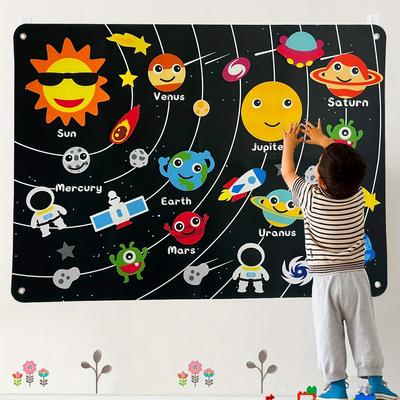 Outer Space Felt Montessori Board Toy Solar System Universe Storytelling Flannel Interactive Play Mat Education Παιχνίδια για παιδιά