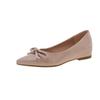 Nude pointed single shoes women's new small inner height increase flats versatile bow evening shoes