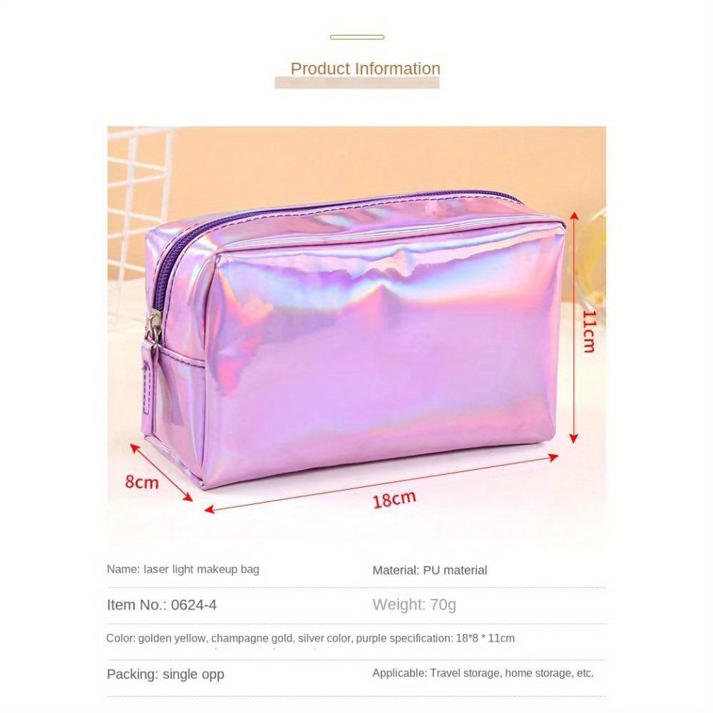 Solid Color Laser Cosmetic Bag Ins Wind Portable Wash Storage Bag Makeup Gift Bag Makeup Pouch Travel Cosmetic Organizer