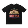 T-shirt a maniche corte 23SS brand di tendenza transfrontaliero europeo e americano RHUDE stampa con lettere di pappagallo spiga di grano uomo e donna high street