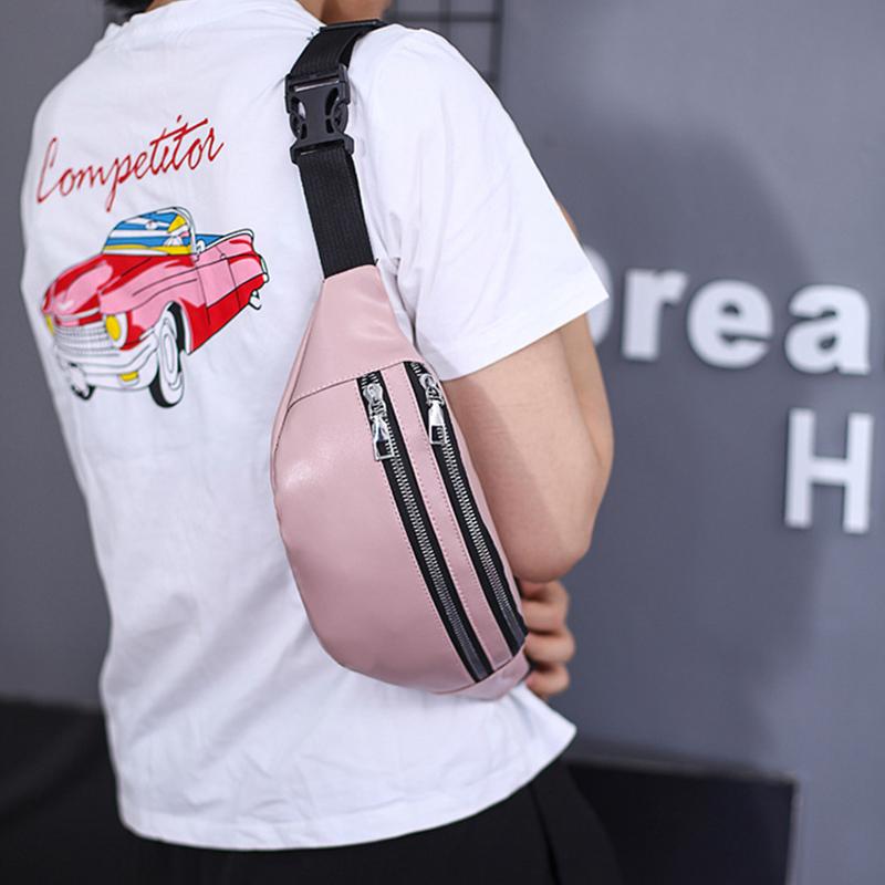 Unisex Korean Fashion Waist Bag Banana Chest Bag PU Large Capacity Chest Bag Sports Multifunctional Waist Bag