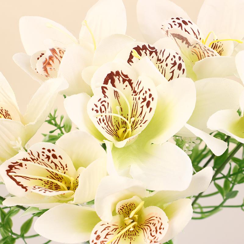 10Pcs Silk Orchid Bouquet Artificial Faux Flowers For Wedding Home Decor Diy Desk Vase Arrangement Floral Artificial Flowers