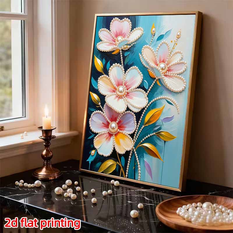 DIY Frameless Pearl Art Painting Kit Elegant Colorful Floral Bouquet 3D Bead Canvas Handmade Craft for Adults Wall Decoration Gift