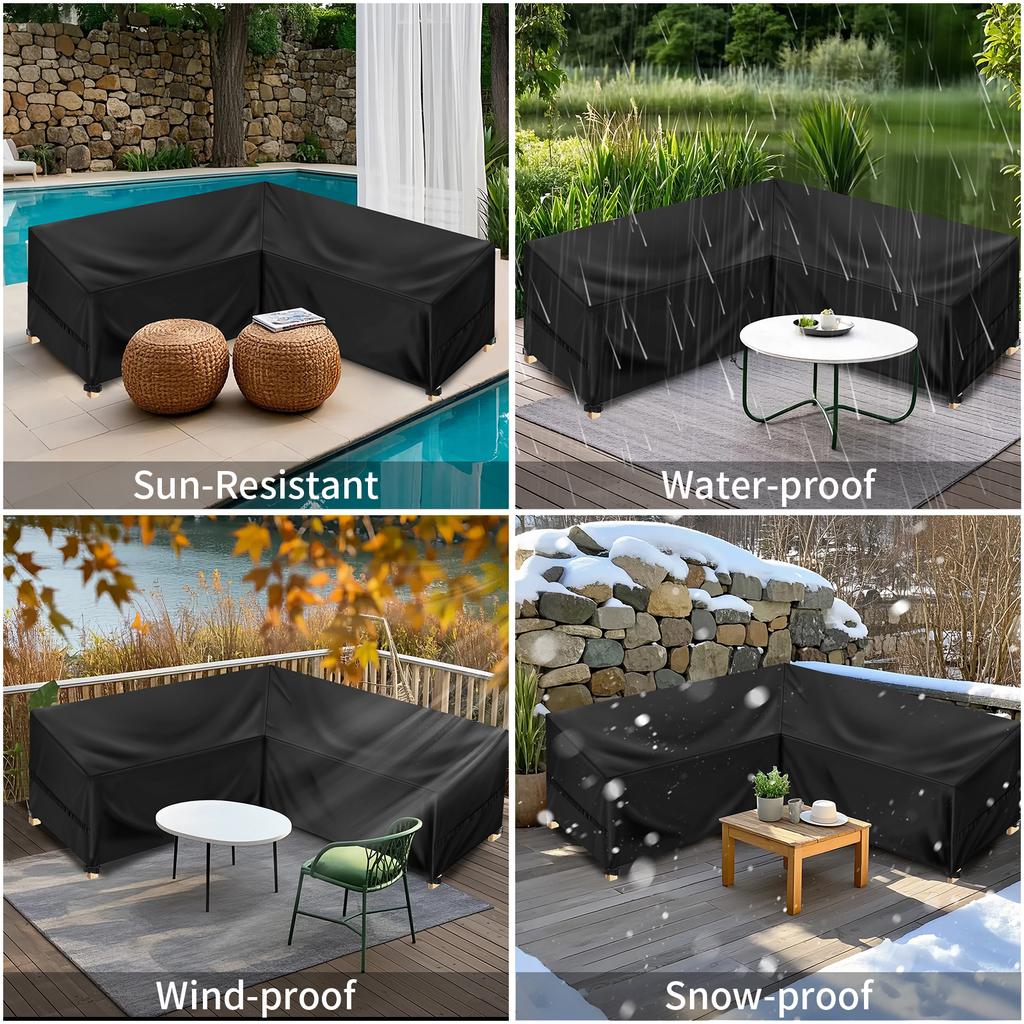 Wasserdichte Outdoor-Modulsofa-Abdeckung Robuste L-Form-Sofa-Abdeckung Rasen-Sofa-Abdeckungen Gartenmöbel Wetterschutz