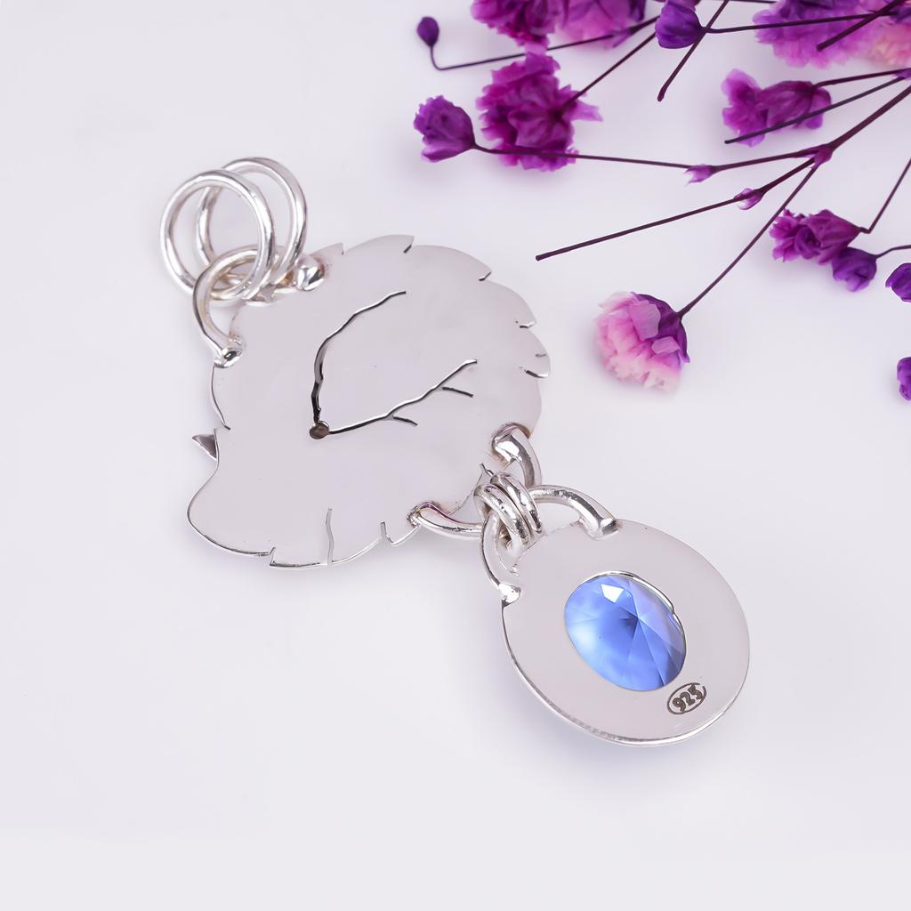 Iolite Gemstone 925 Sterling Silver Pendant V8989, Vivid Blue Pendant, Oval Pendant, Valentin's Day Gift, Gift For Her, Birthday Gift, Handmade Jewelr