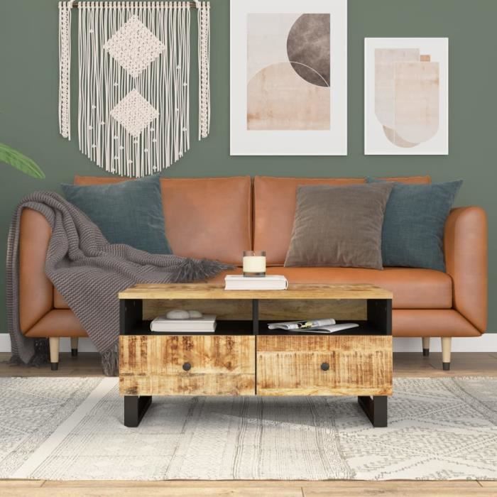 VidaXL Table basse 80x54x40 cm Bois de manguier solide et d'ingénierie 351954