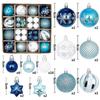 New 44-piece Paper Box (blue and White) New Christmas Balls 44pcs Painted Special-shaped Paper Box 3-6cm Set Christmas Decorations Electroplated Ball
