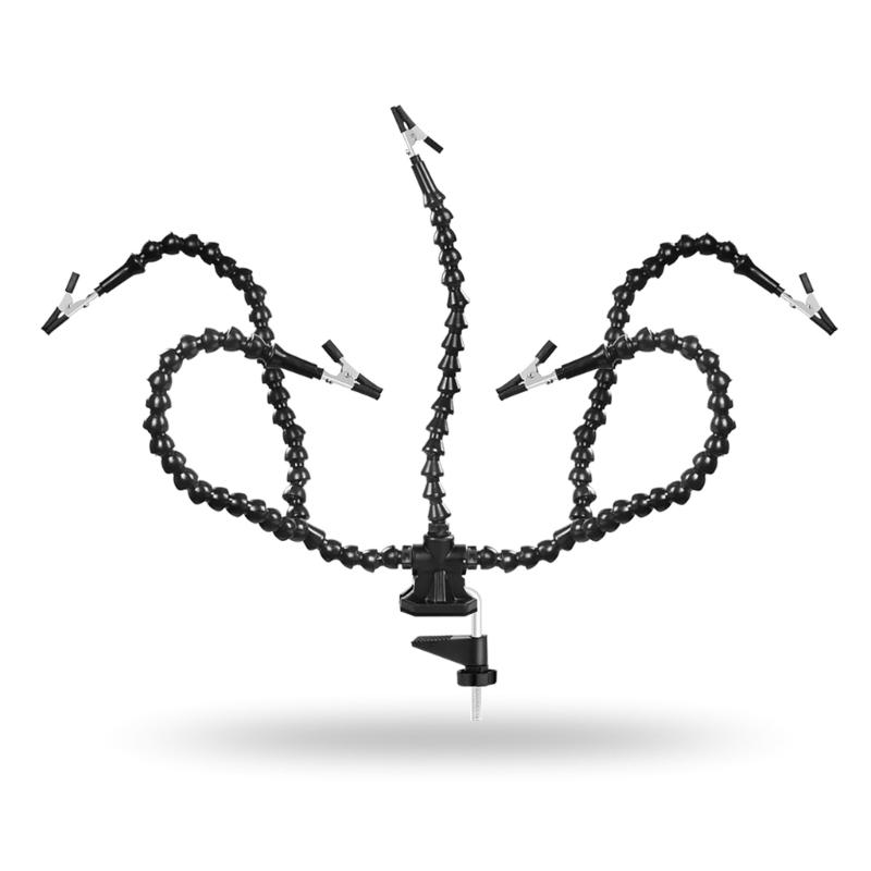 Všestranný pomocník pro pájení - třetí ruka s 3 flexibilními husími krky a klipy, ideální pro pájení a kutilství