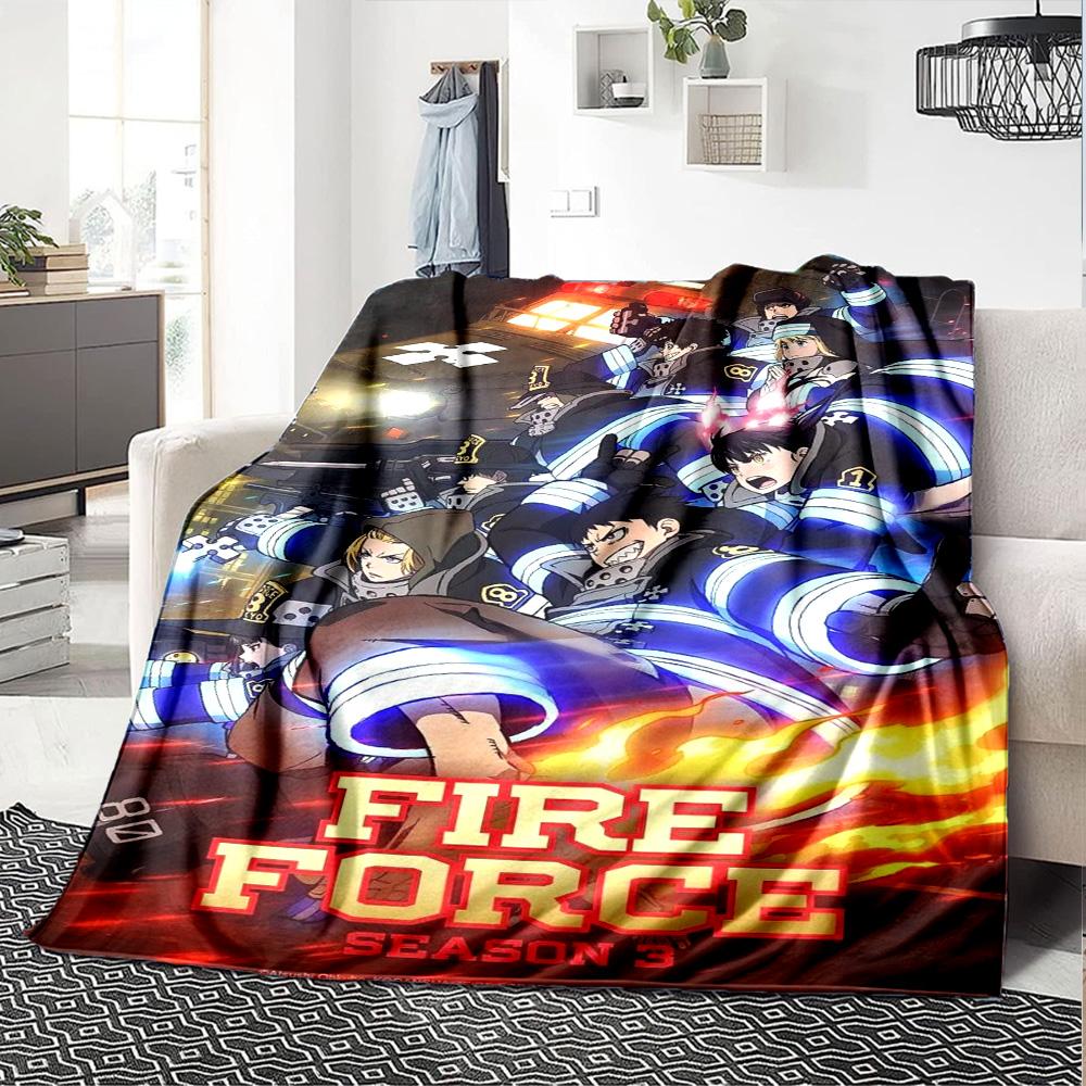 Fire Force Print Flannel Blanket High Quality Warm Comfortable Cover for All Seasons Perfect for Gifts Home Decor