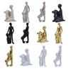 Modern Abstract Man and Dog Statue Desktop Decoration, Resin Pet Lover Gift for Home Office Shelf, Minimalist Human & Puppy Sculpture Figurine for