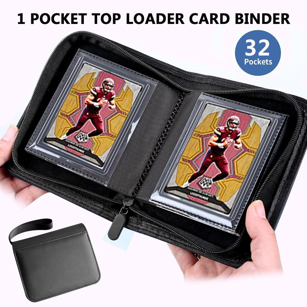 Black PU Leather Pokémon Card Binder with Zipper: 4, 9, & 16-Pocket Large Capacity Game Storage Book