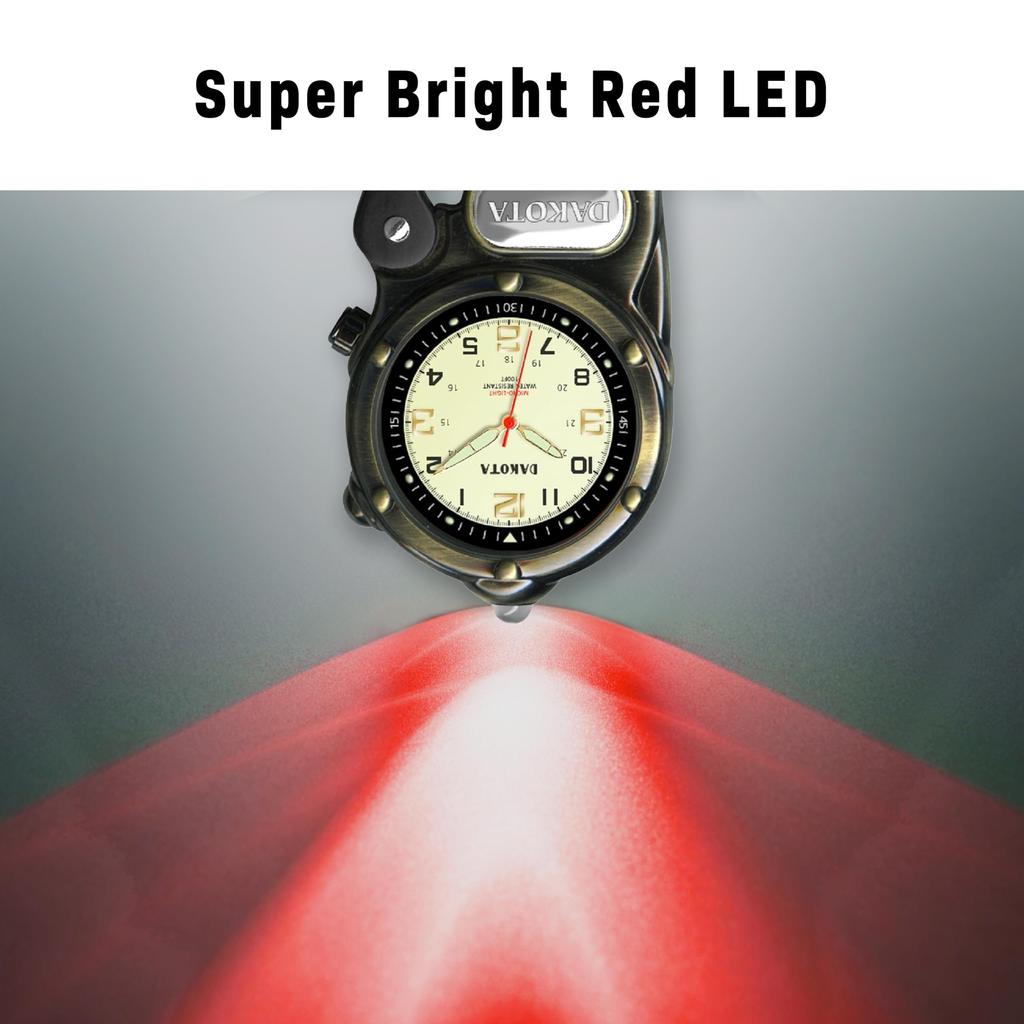 Dakota Mini Clip Microlight Clip Watch Carabiner Watch Lighted Watch Unisex Outdoor Gift Fishing Hunting Outdoor Tactical Watch with LED Light Watch