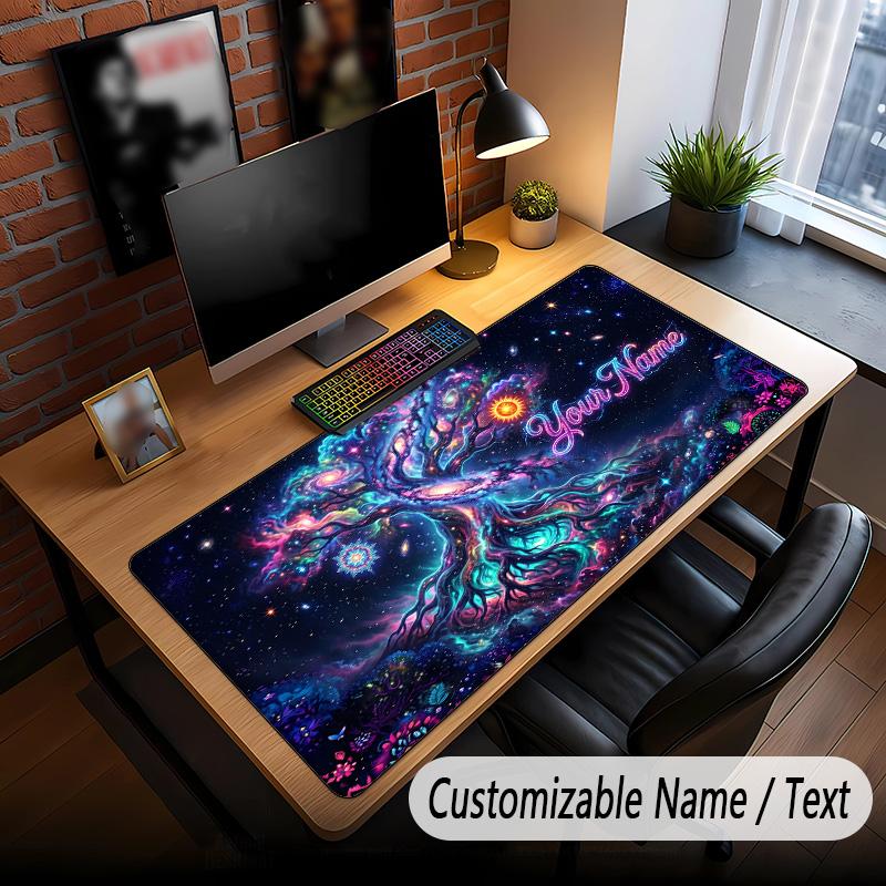 Tree of Life Theme Custom Mouse Pad Personalized With Name Text Customized Desk Mat For Office Home Decor