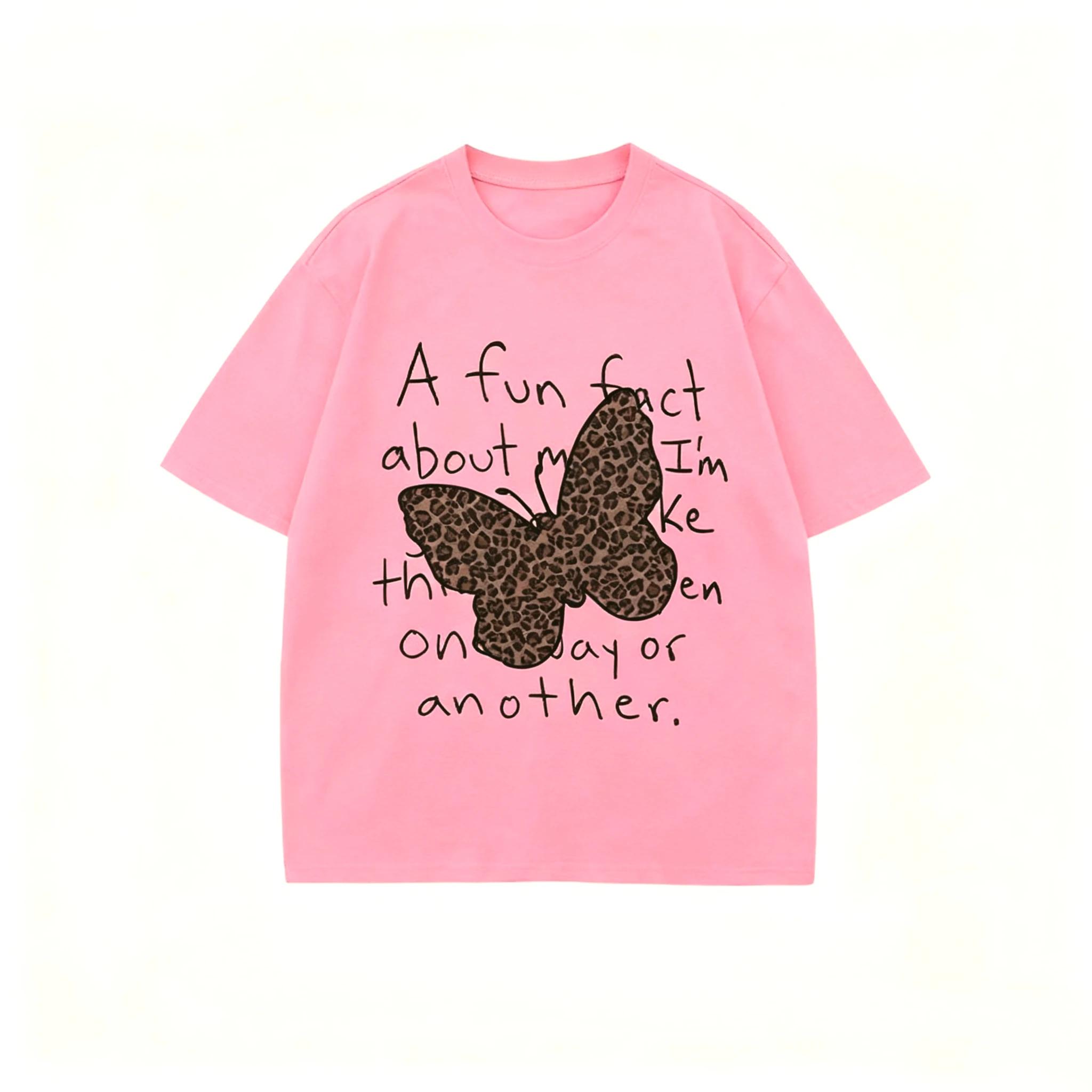 

Camiseta estampada de mariposa femenina camiseta de cuello redondo camiseta casual de manga corta 4XL