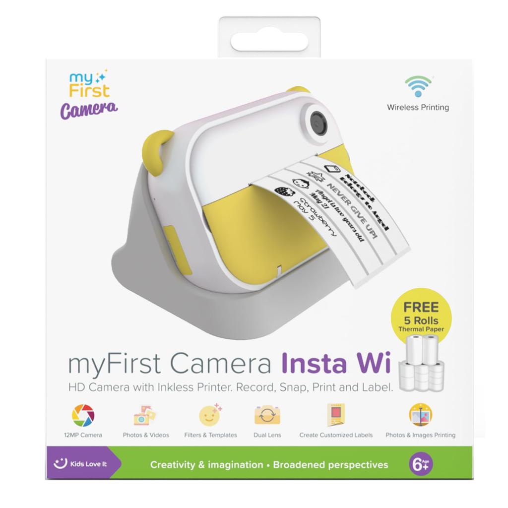 myFirst Camera Insta Wi: 3-in-1 Home Digital Camera, Photo Printer, and Label Printer | Image Editing with Dedicated App | Inkless (Yellow)