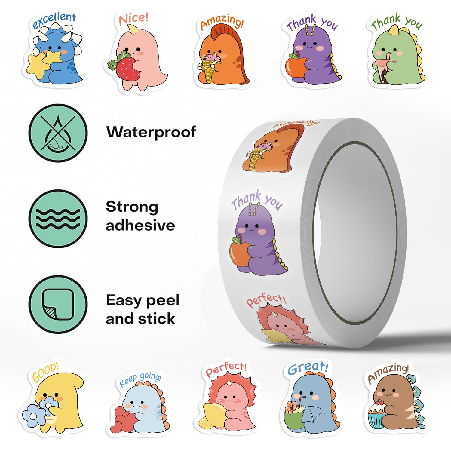 

500 картинок/рулон Рулонная лента-наклейка Горячая точка Награда динозавра Материал для ручного учета Декоративный рот для конверта