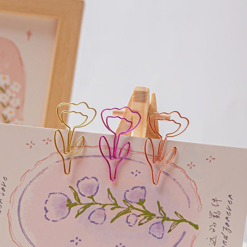 10 Teile/satz Farbige Büroklammer in Blumenform Farbige Büroklammer Büromaterial Metall Lesezeichenhalter Briefpapier Büroklammern