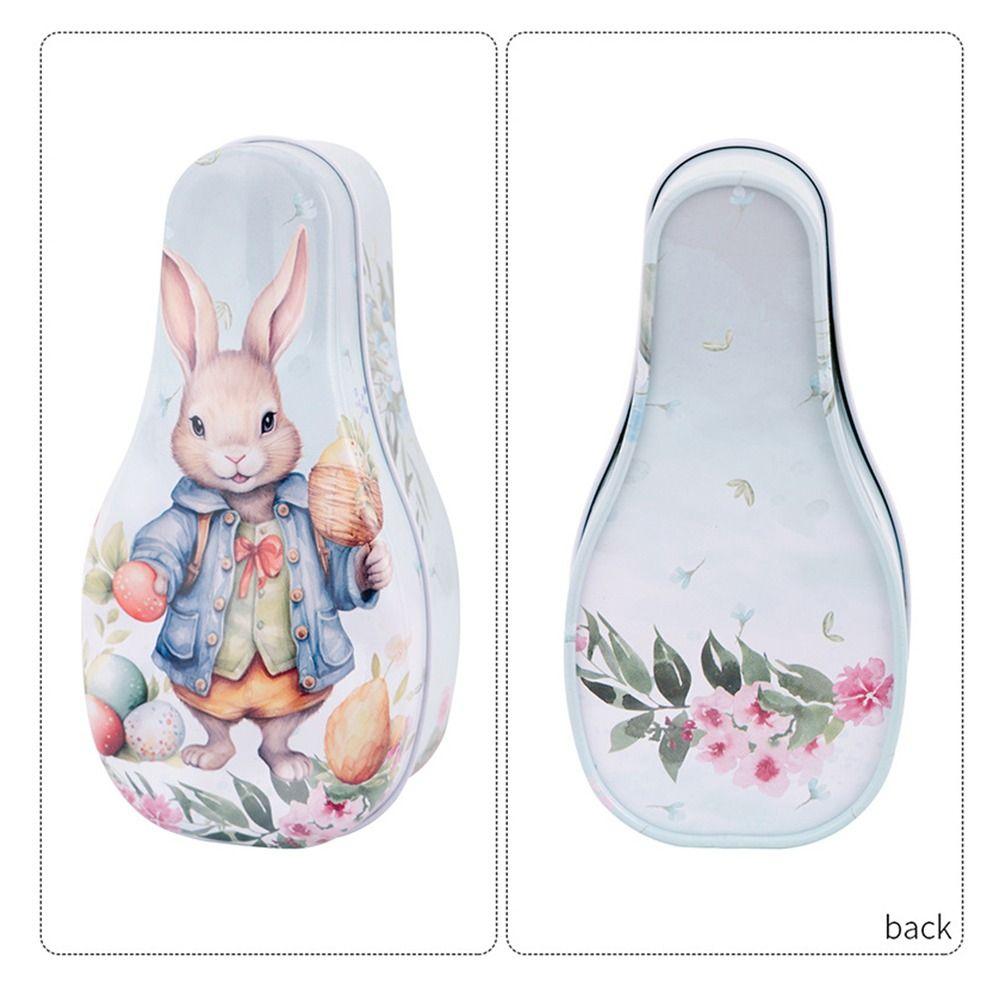 Vintage Easter Rabbit Storage Box Cartoon Easter Egg Tin Box Tinplate Cookie Box Home Decor