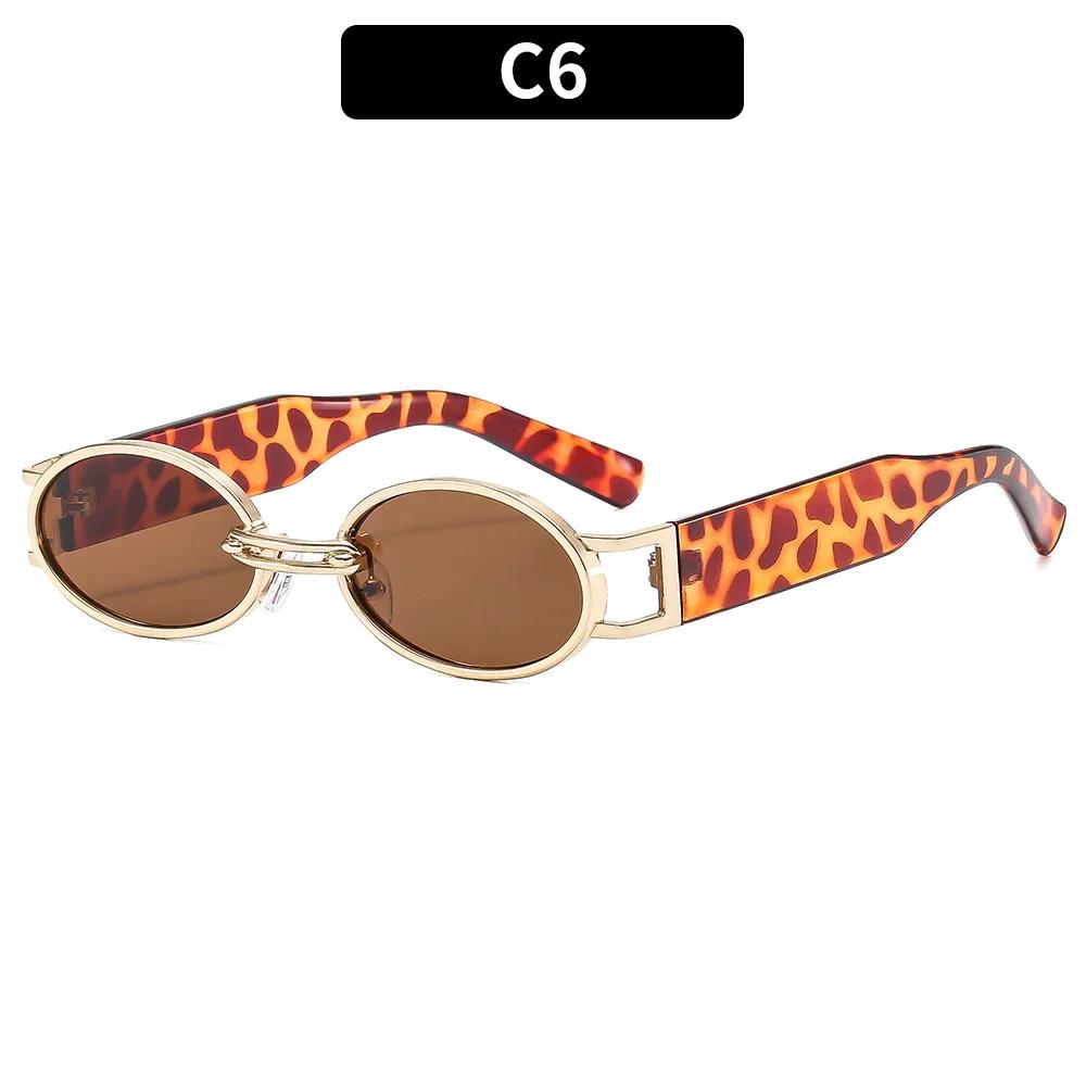 Luxury Vintage Durable Metal Metal Spectacle Frame Frame Elliptical Frame Punk Fashionable Street Photo Sun Glasses Glasses for Men and Womens