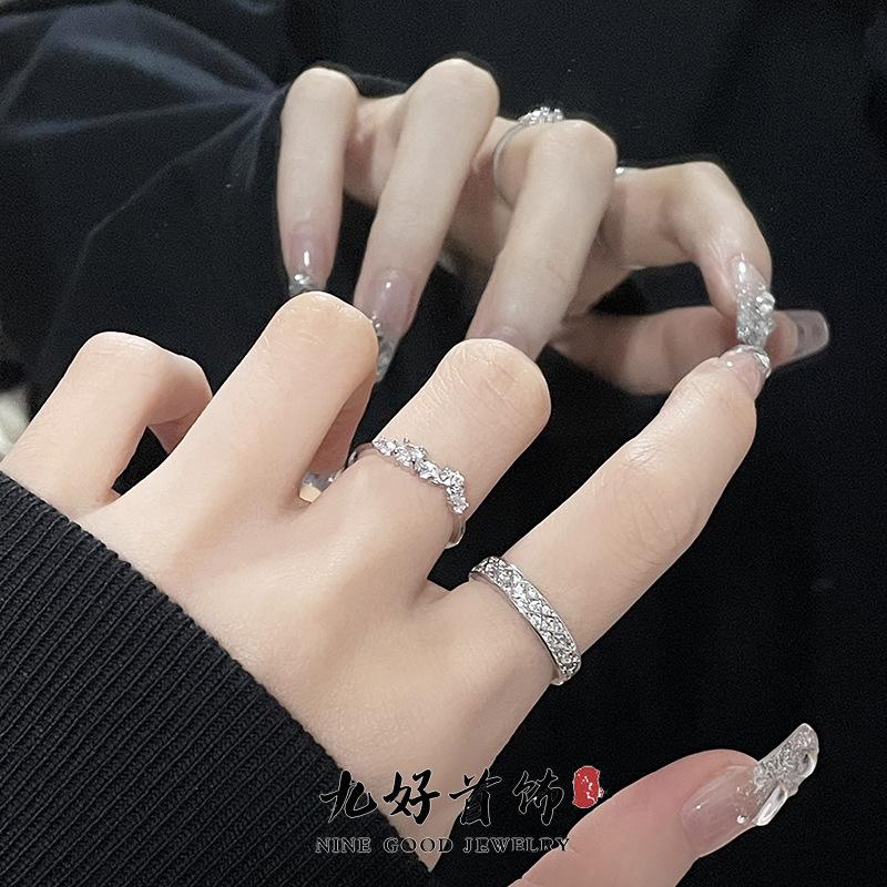 Personality Full Of Diamonds, Light Luxury, High-End Sense, Niche Design Sense, Cold Wind, Simple Inlaid Zir*****Pen Ring, Female
