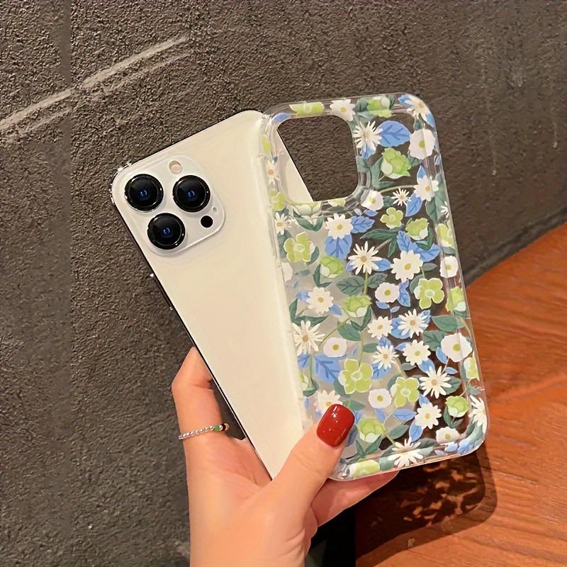A Fresh Floral Print Transparent Airbag Phone Case, Suitable for iPhone 17, 16, 15, Plus, Pro, Max Series Phones — Can Be Used as a Gift