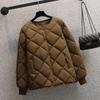 Autumn Winter Single Breasted Coat Women  Fashion Solid Warm Quilted Jacket Long Sleeve O Neck Coats Lady Casual Outfit Wear