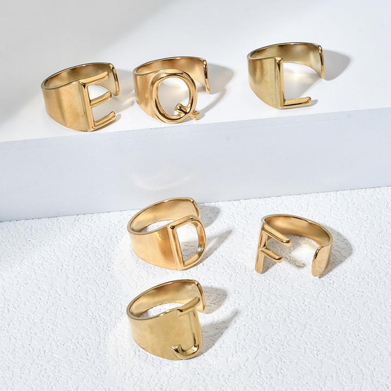 Stainless Steel Retro Letter Ring: European, American, Japanese & Korean Influenced Fashion