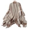 Wool Plaid Shawl Cape: Women's Warm Tassel Scarf for Spring, Autumn, Winter