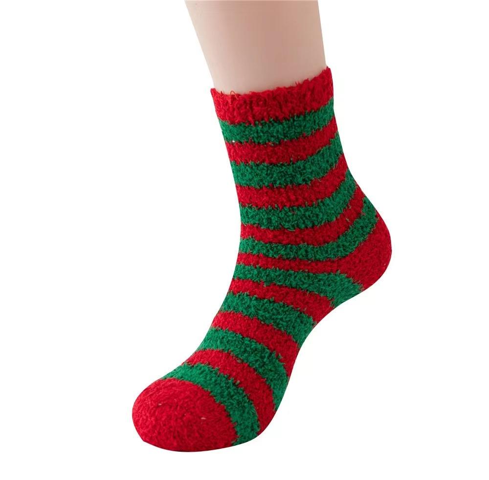 New Christmas Socks Coral Fleece Winter Plush Thickened Warm Confinement Floor Socks Men and Women Couple Socks Sleep Socks Gift