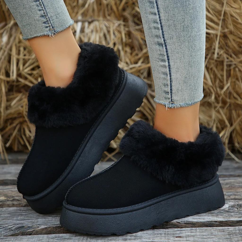 Neue Damen Dicke Sohle Schaffell Wolle Anti-Rutsch Schneestiefel Mode Damen Mini Warme Verdickte Damenstiefel