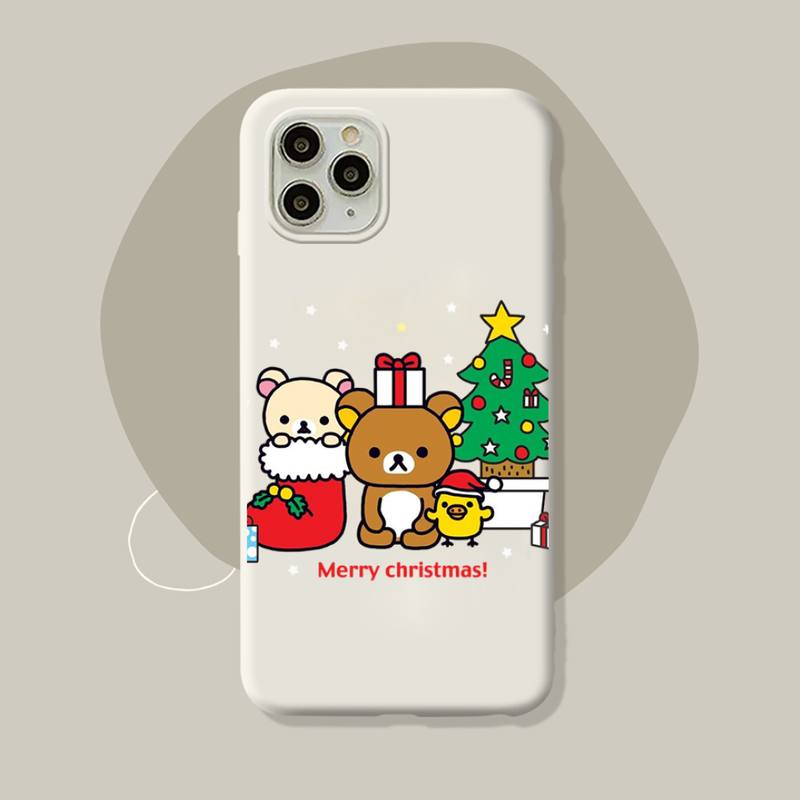 Rilakkuma Kawaii Phone Case for iPhone 11 12 13 Mini Pro Xs Max 8 7 6 6S Plus X XR Solid Candy Color Case