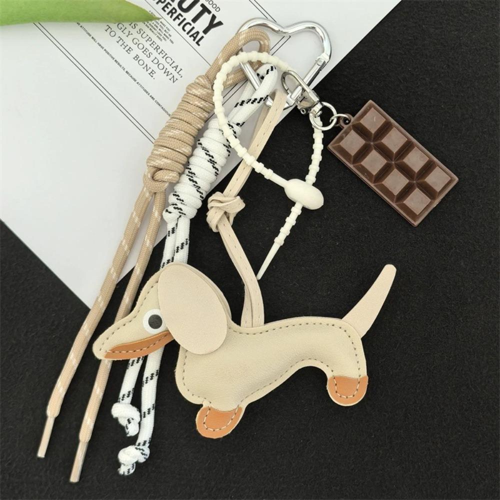 Hanging Ornament Dachshund Keychain Braided Rope Dog Keyring Dachshund Pendant Car Keyring