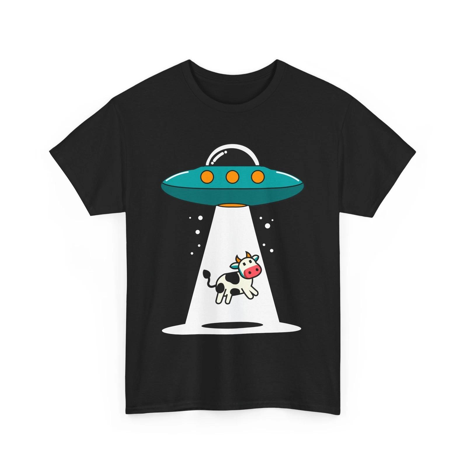 UFO Lover Tee | Alien Themed T-Shirt | Cool Sci-Fi Fashion | Cow Abduction Shirt L