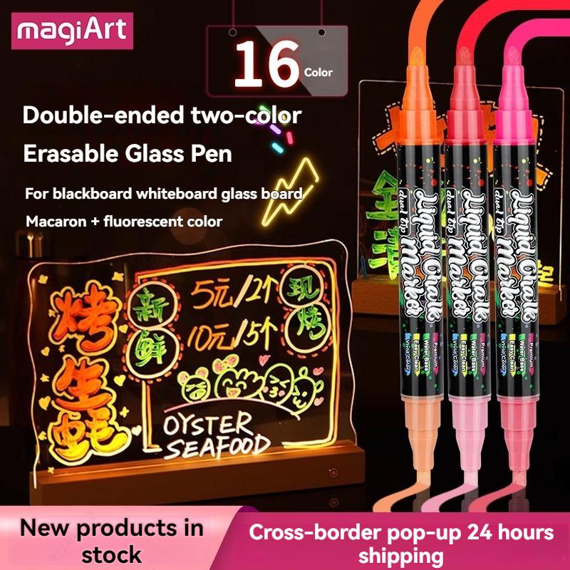 8/16 Colors Dual Tip Liquid Erasable Chalk Markers Pens Washable & Wet Erase Neon Makers for Blackboard Chalkboard Glass Window