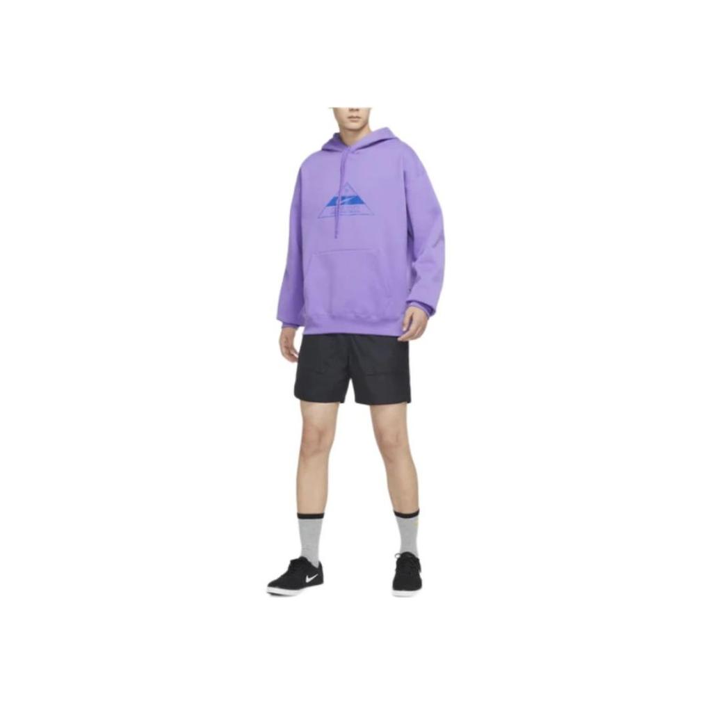 Nike Logo Print Drawstring Hoodie Unisex Tops Vibrant-Grape-Purple DR1039-542